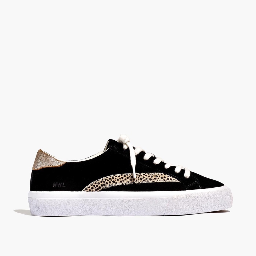 Women's Black Sidewalk Low-top Sneakers In Spot Dot Calf Hair